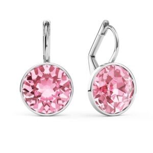 NWT Bella Earrings with 4 Carat Light Rose (Pink) Crystals Silver Plated